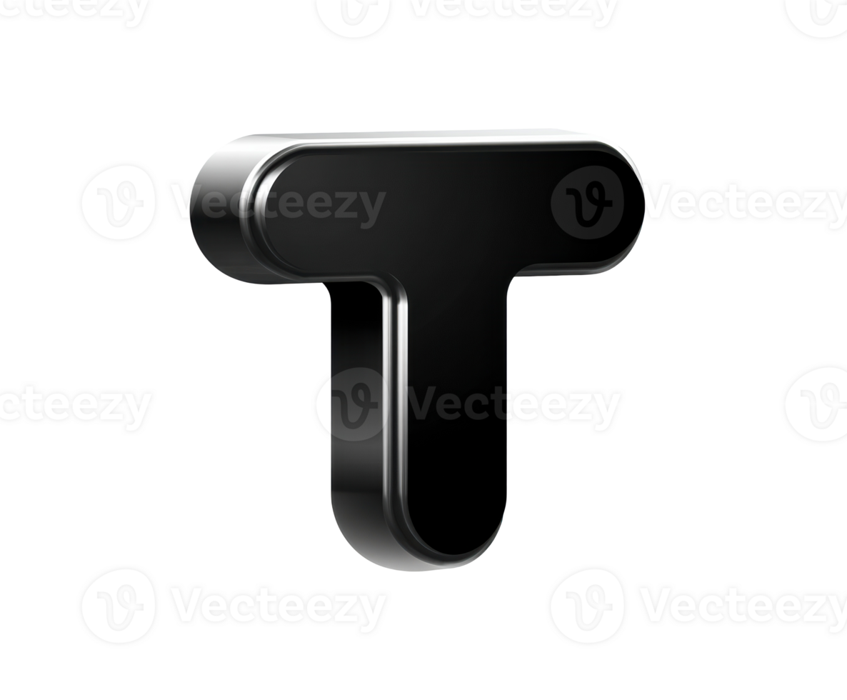 Black letter T shape for modern design and branding purposes png