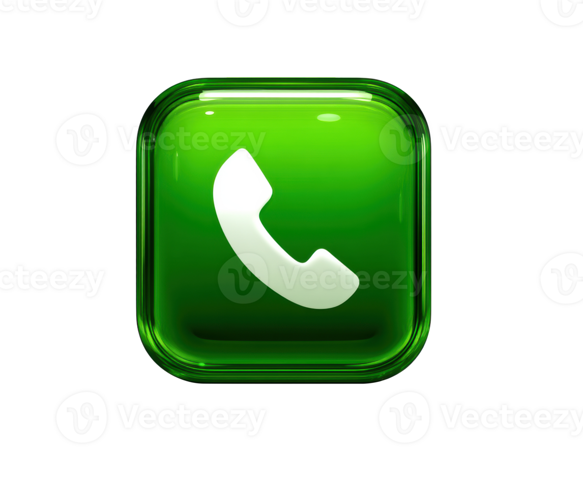 Green telephone icon design for communication application interface png