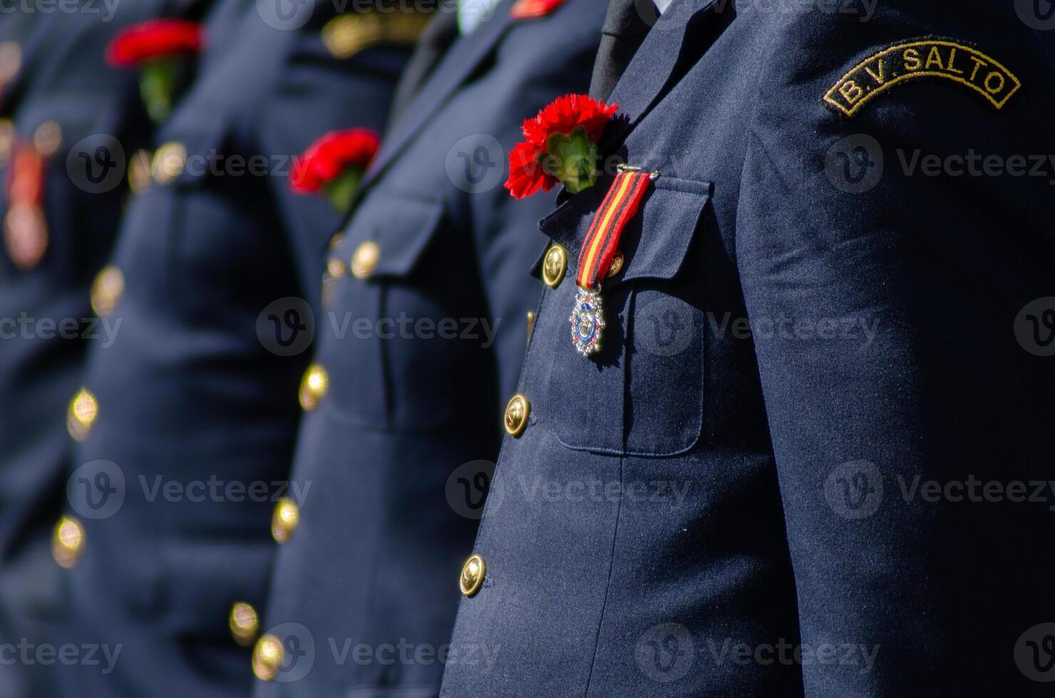 Portuguese volunteer firefighters in training during the commemoration of April 25, day of the Carnation Revolution. photo