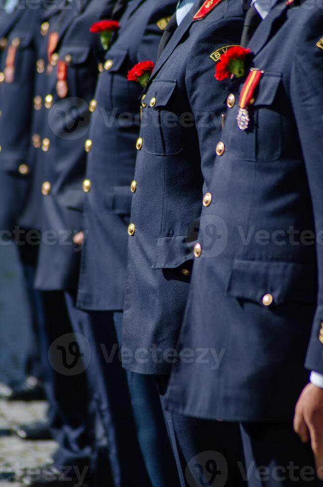 Portuguese volunteer firefighters in training during the commemoration of April 25, the day of the Carnation Revolution. photo