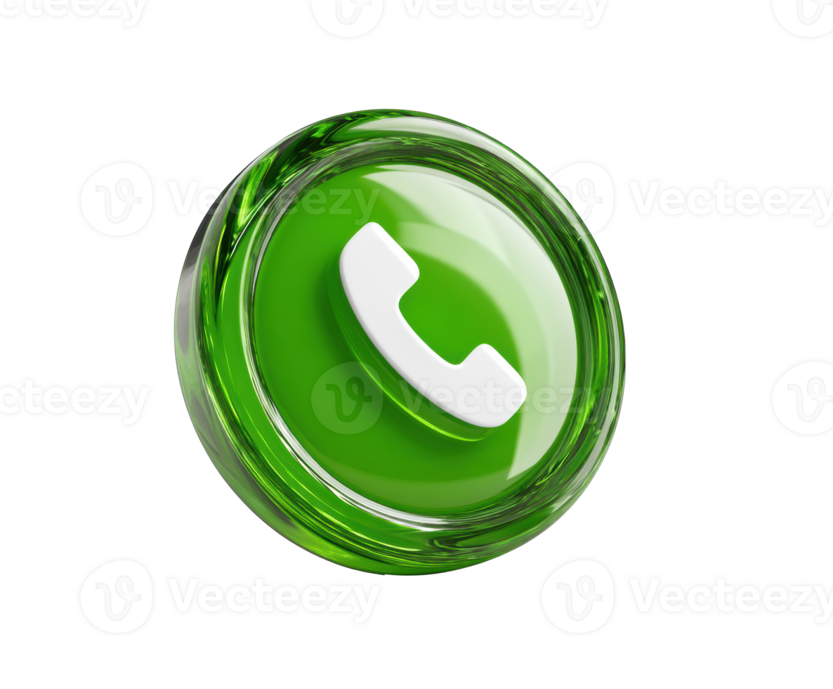 Green call button design for modern communication applications png