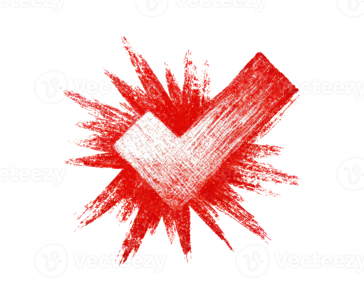 Red check mark symbol with burst for validation and confirmation png