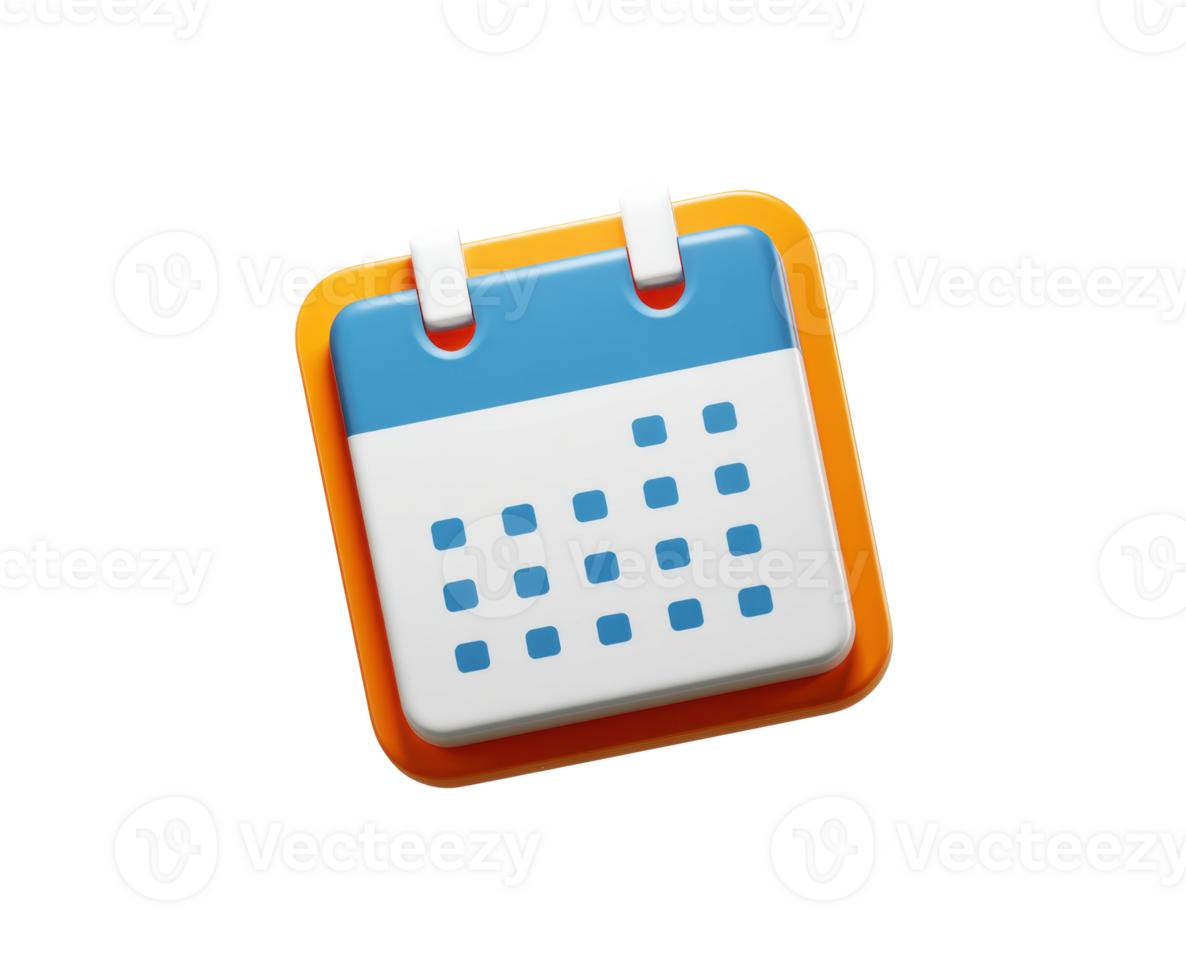 Modern calendar icon design for digital interfaces and applications png
