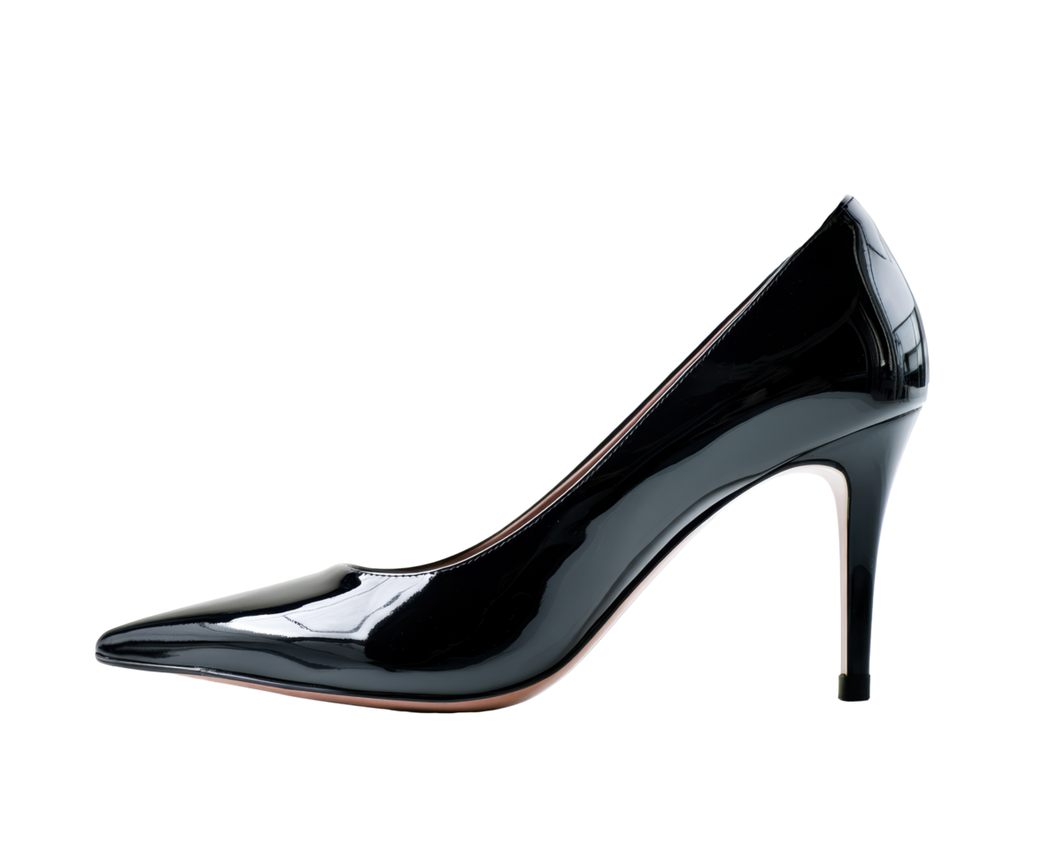 Elegant black high heel shoe for formal occasions and fashion events png