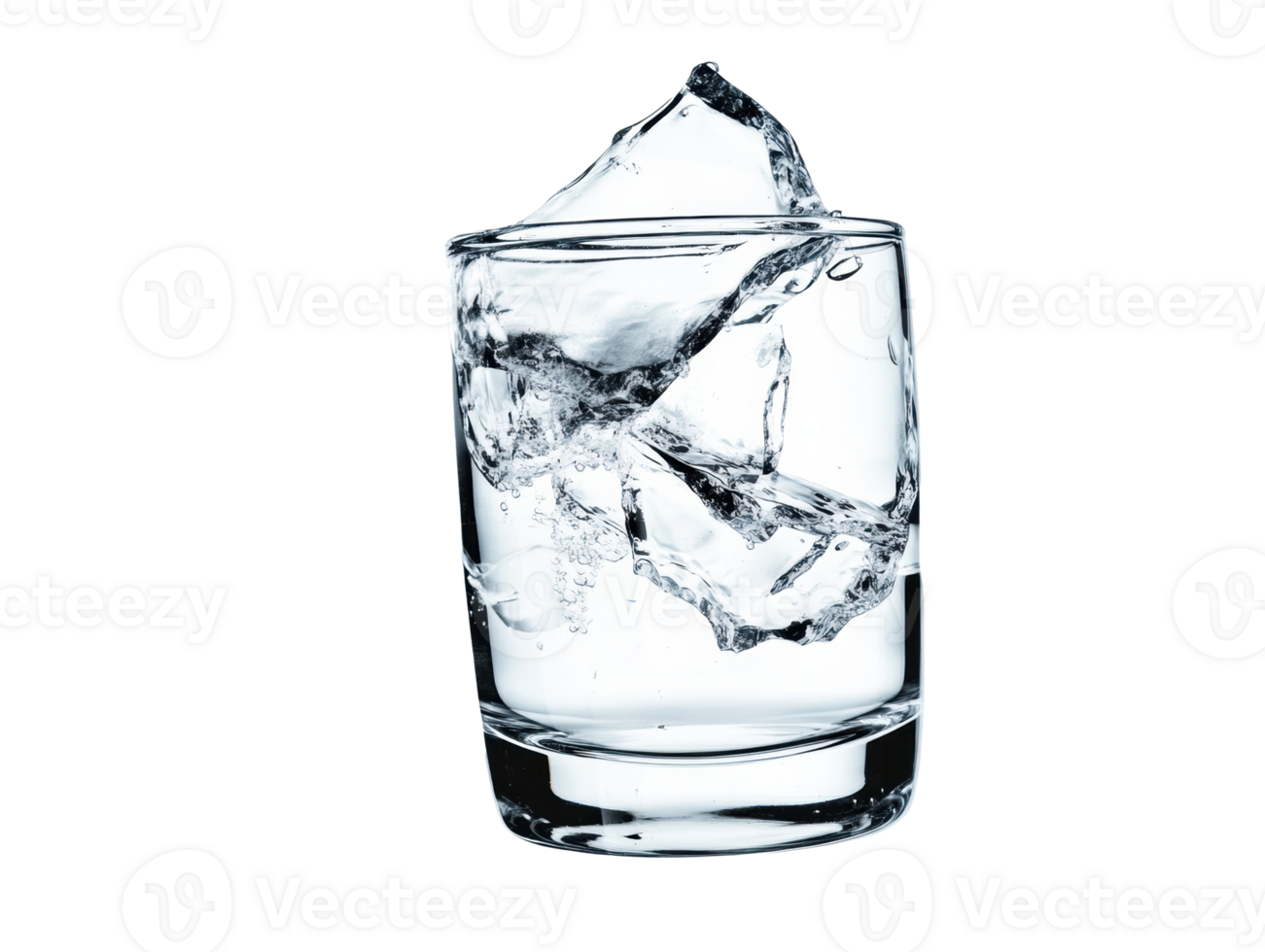 Refreshing water splash in a glass for summer hydration and wellness png