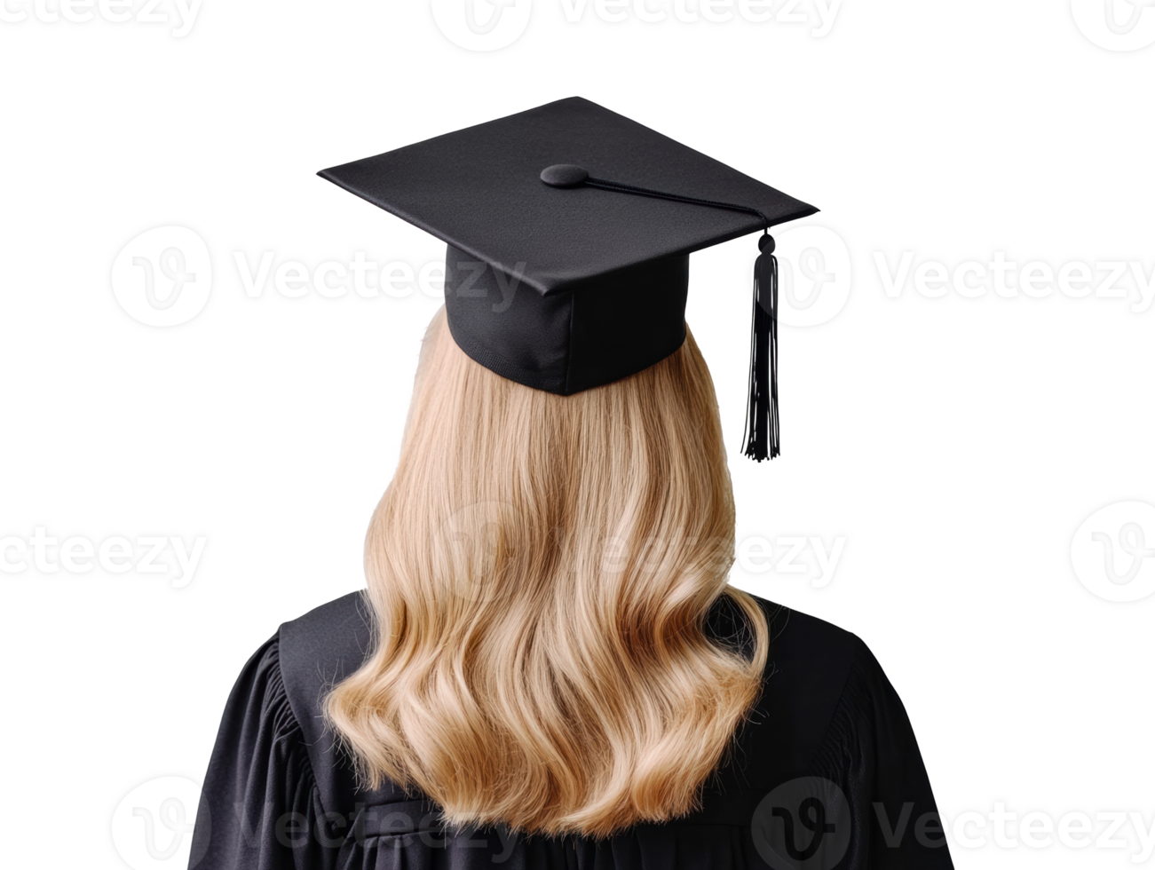 Graduation ceremony celebration with graduate in cap and gown png