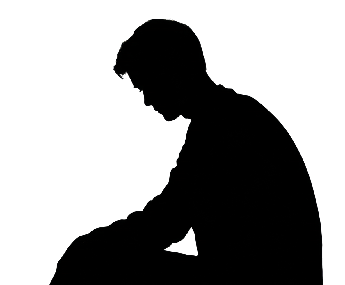 Reflection and solitude in silhouette during contemplative moment png