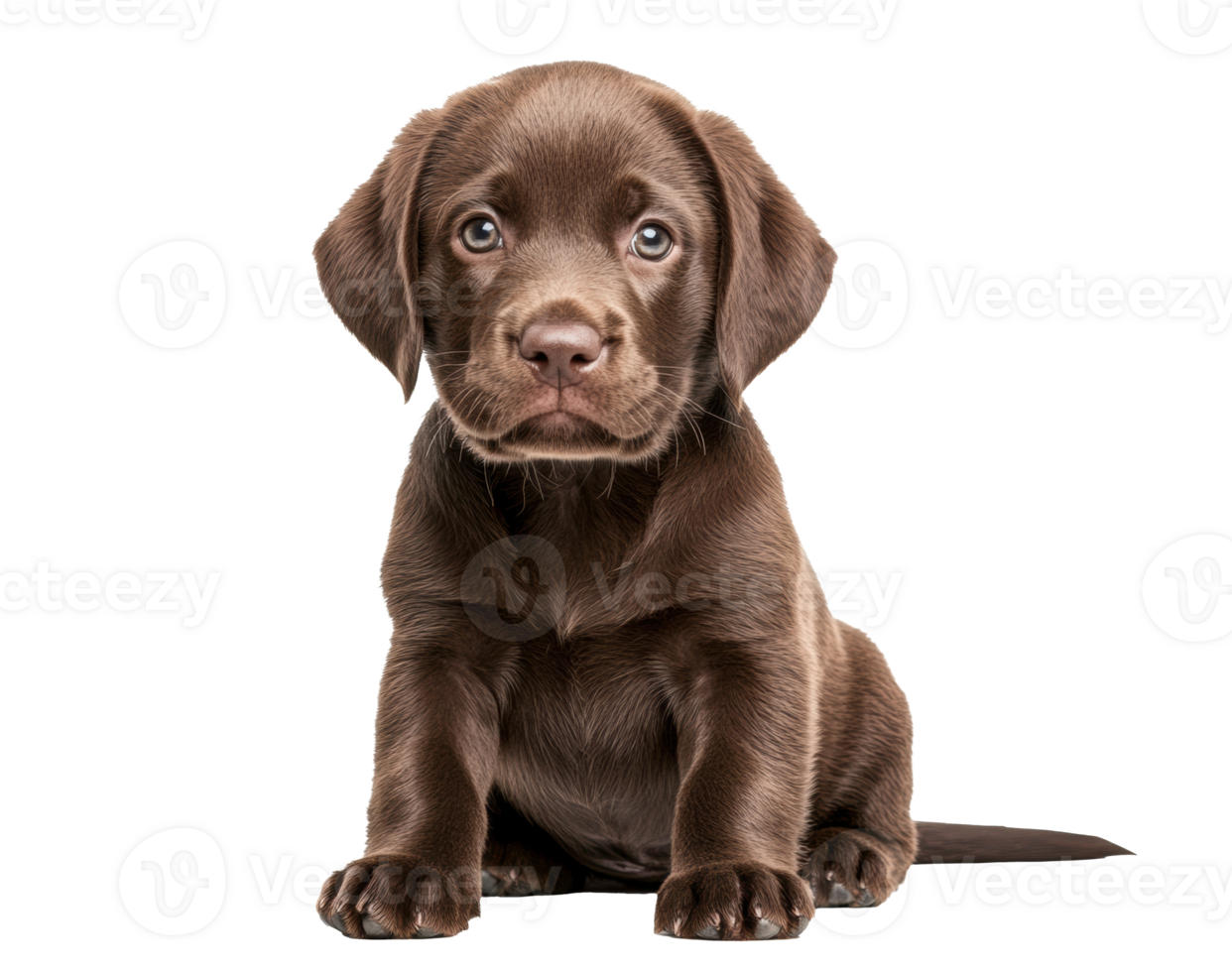 Cute chocolate Labrador puppy sitting indoors for pet lovers png