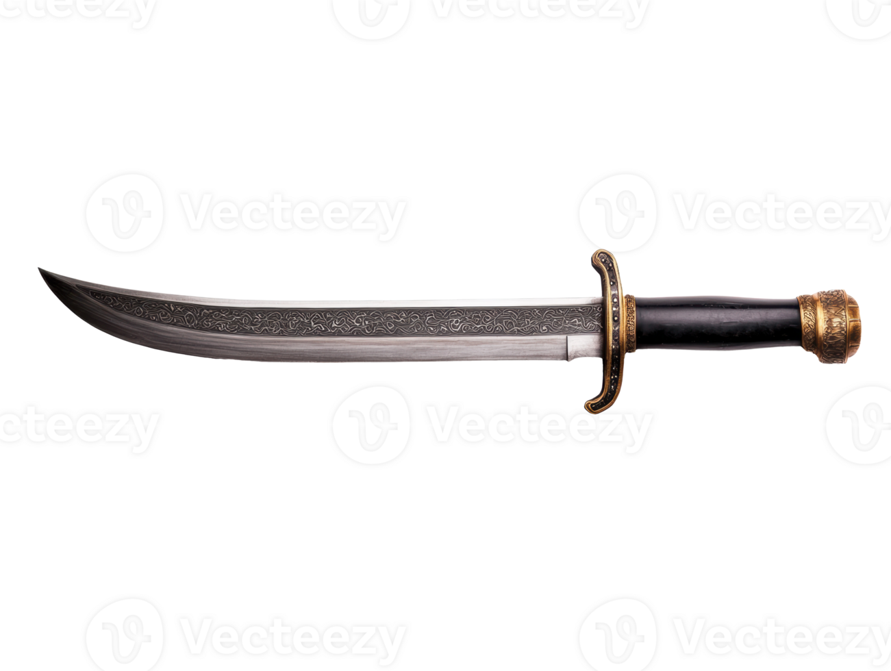 Decorative sword with intricate designs and ornate handle png