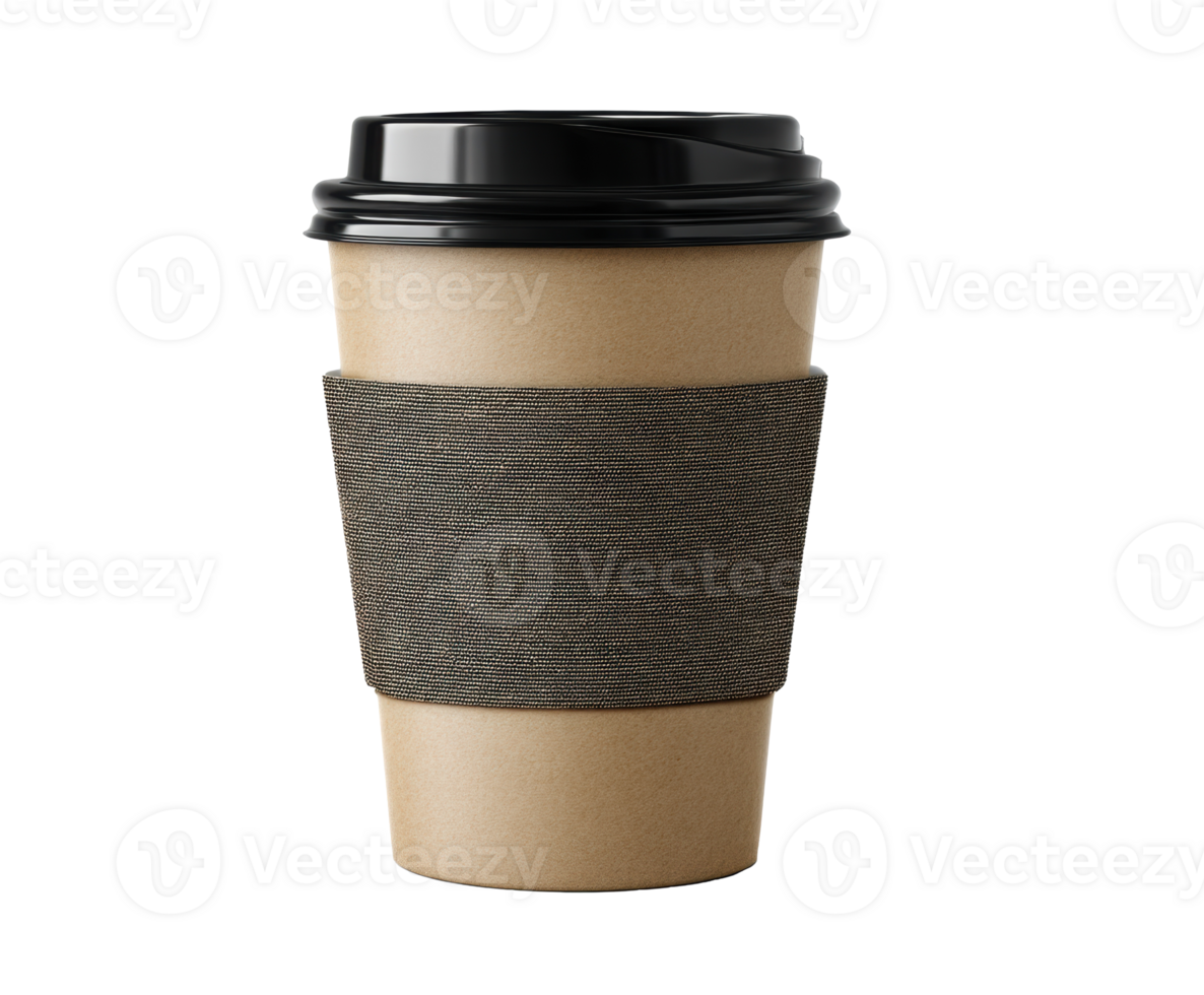 Coffee cup with sleeve for beverages in a cozy cafe atmosphere png