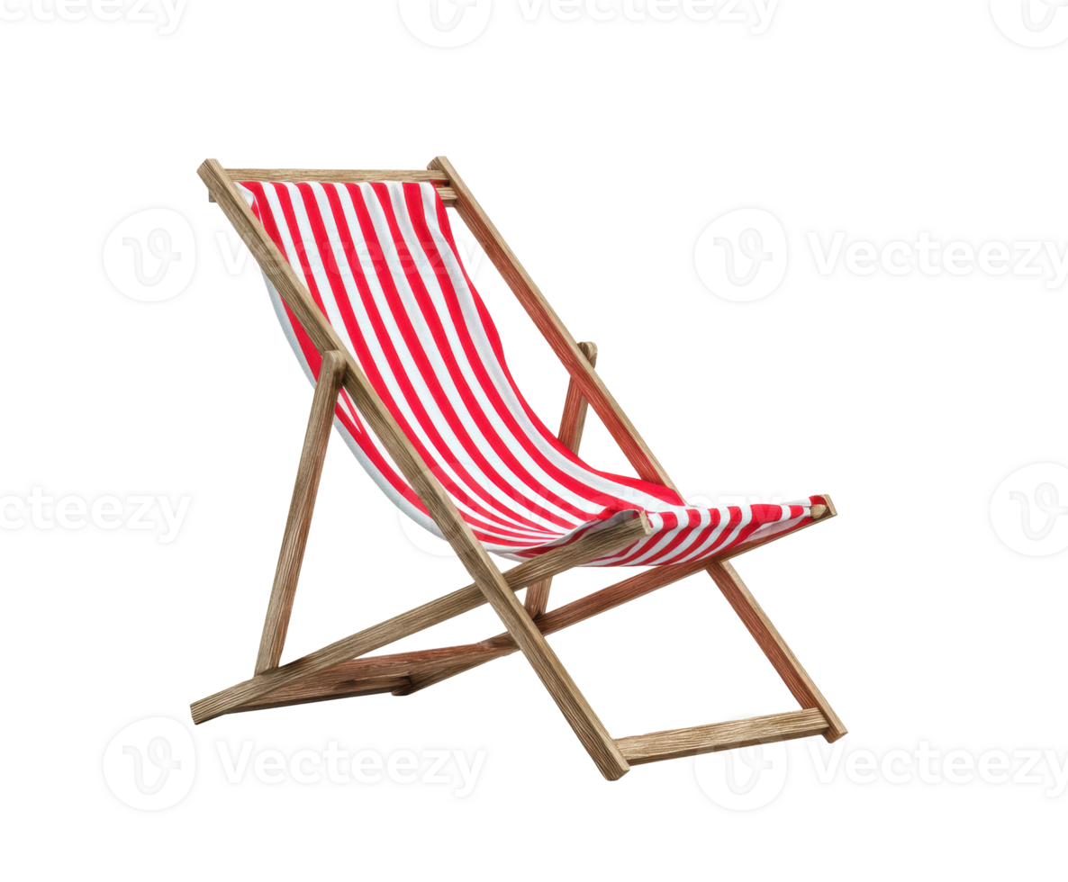 Relaxing in a striped deck chair for summer leisure png