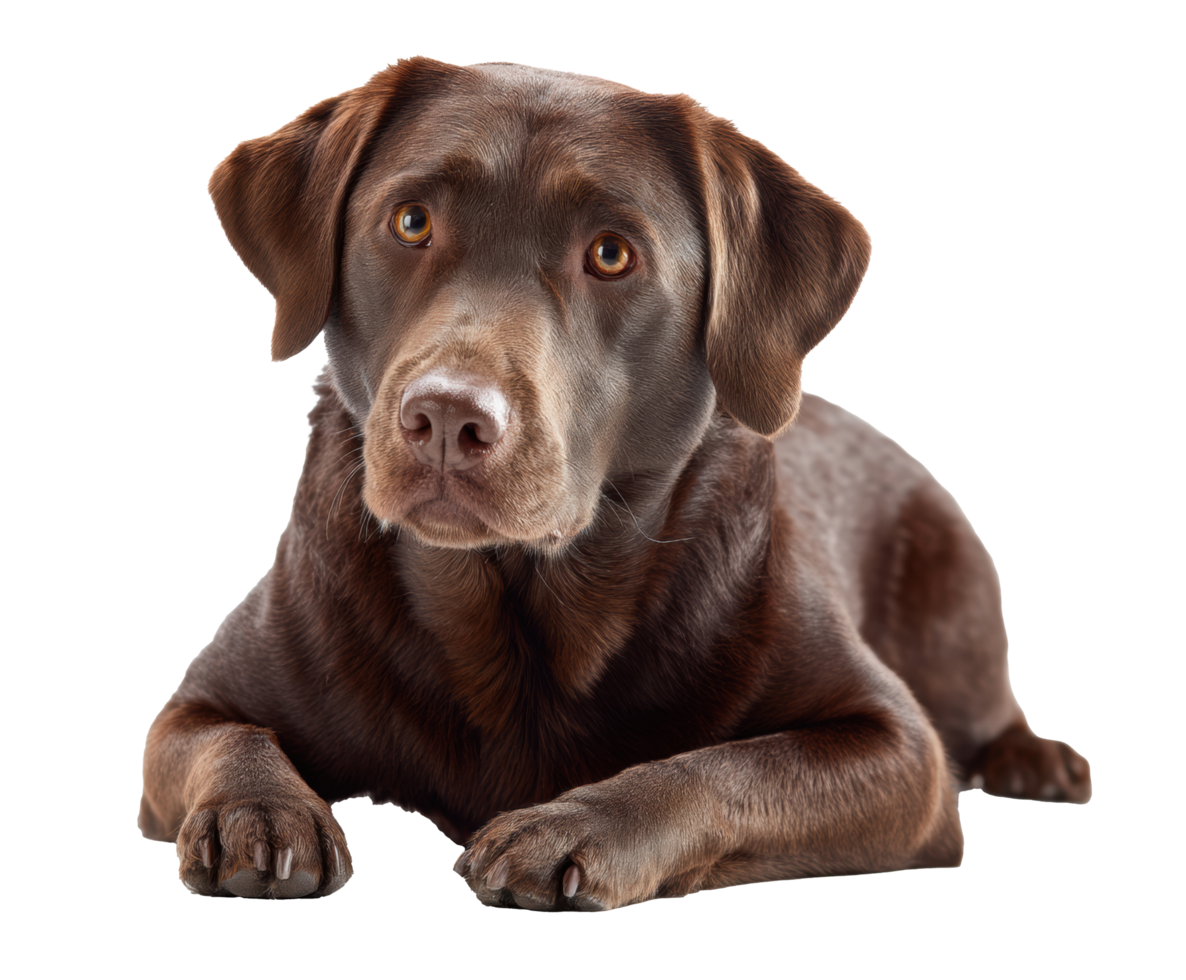Charming brown Labrador retriever relaxing peacefully indoors png