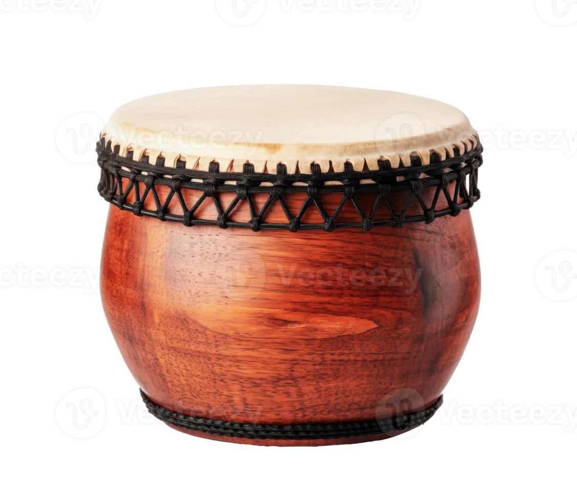 Traditional wooden drum for music and cultural performances png