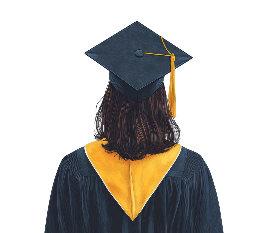 Celebration of graduation with a cap and gown on a special day png