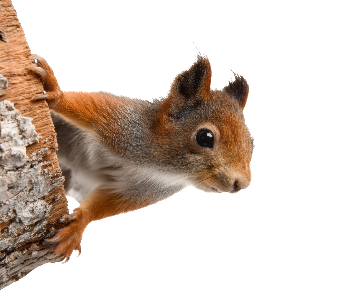 Squirrel climbing on tree bark in natural habitat setting png