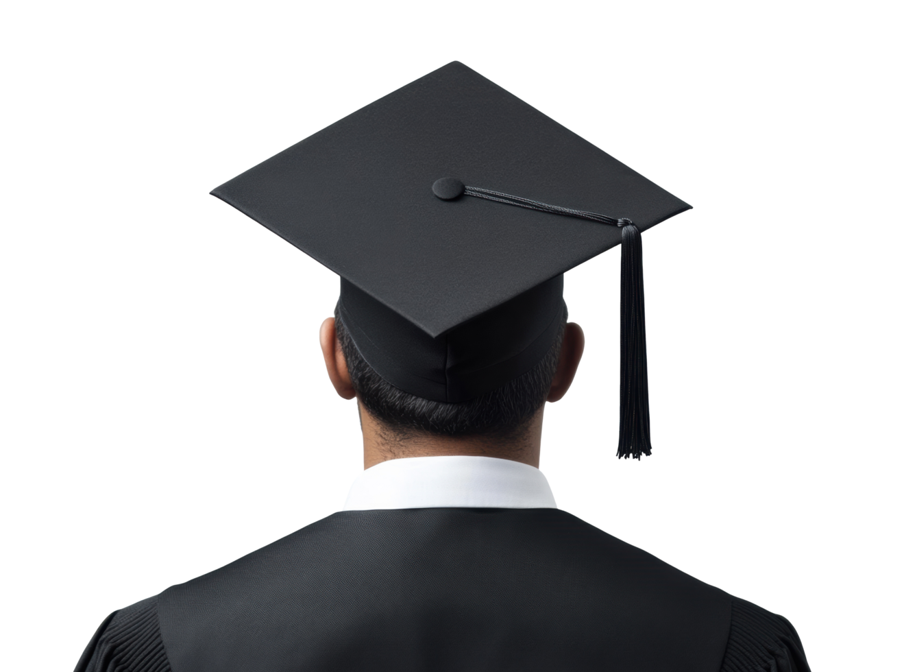 Graduate dons cap and gown, celebrating achievement png