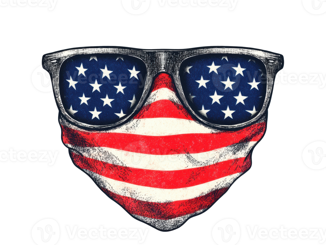 Patriotic flag with sunglasses and mask for celebrations png