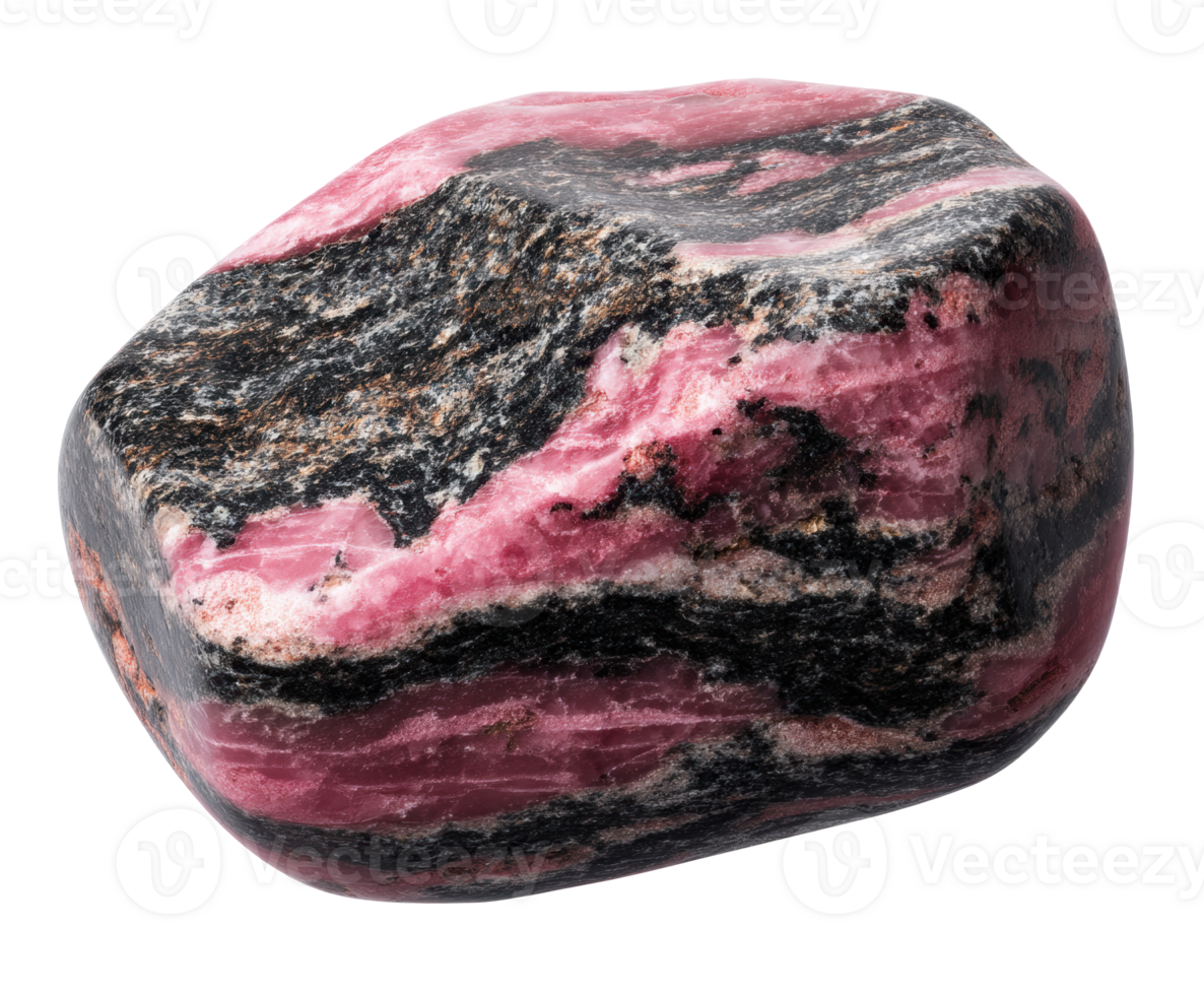 Natural rhodonite crystal stone for healing and decoration purposes png