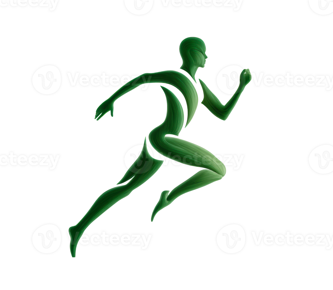 Dynamic green figure in motion depicting speed and athleticism png