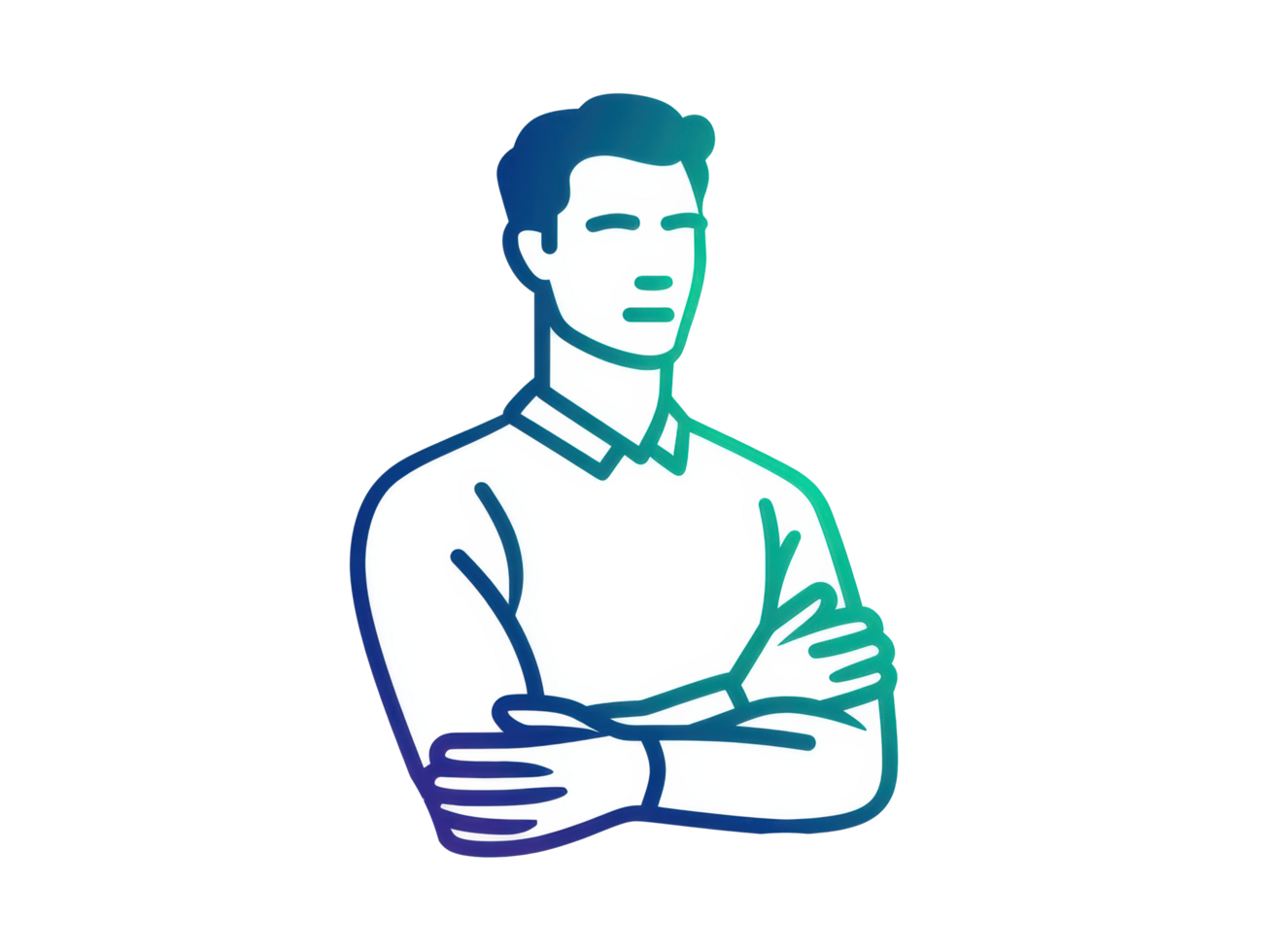 Confident man standing with crossed arms in casual attire png