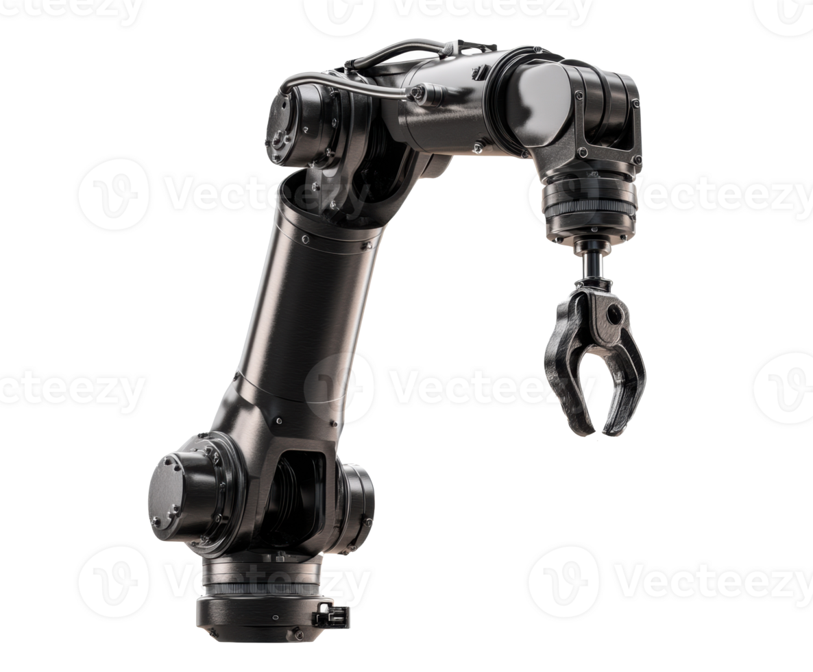 Advanced robotic arm with gripping mechanism for industrial tasks png