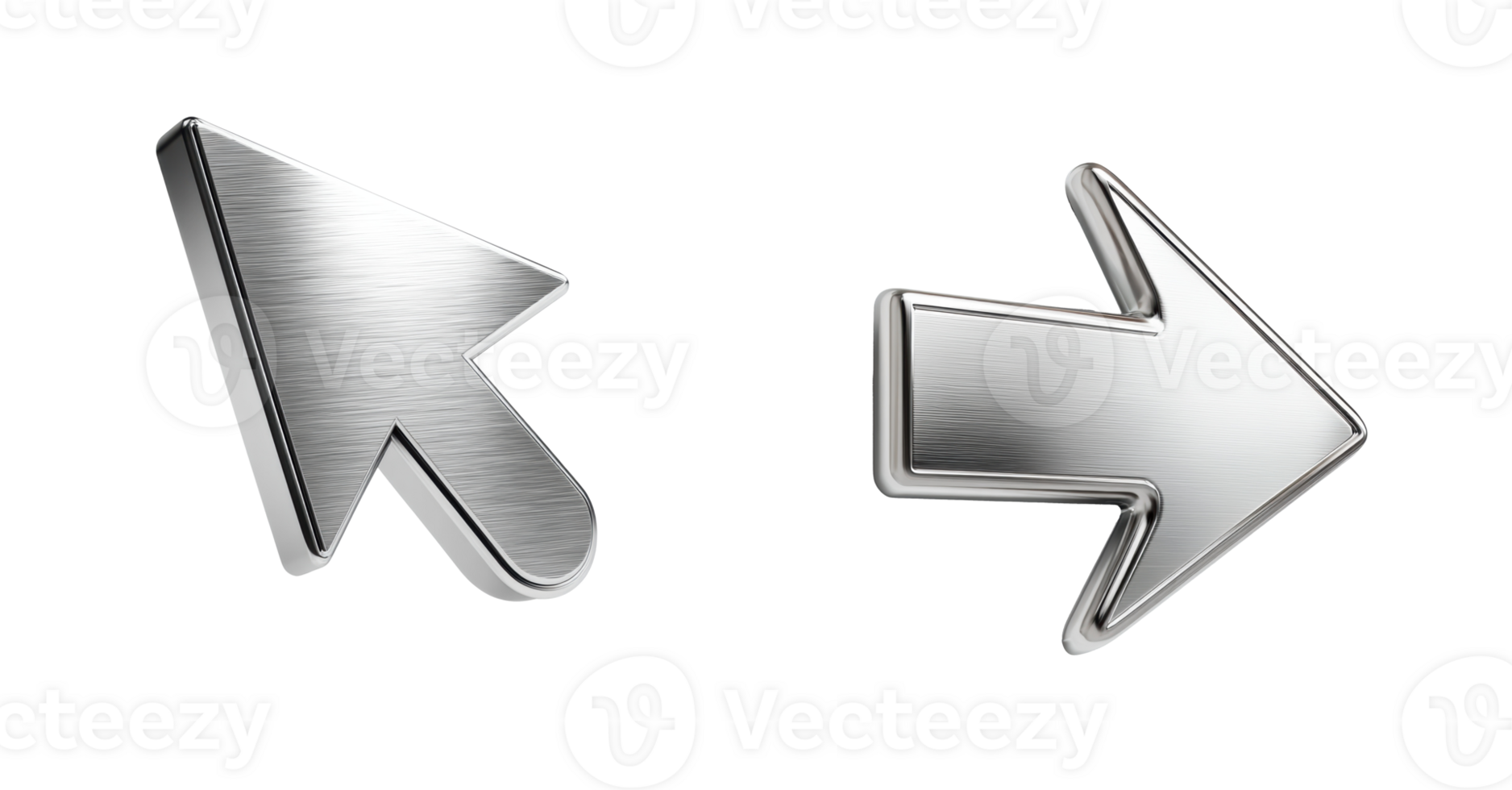 Sleek metallic arrows symbolizing navigation and direction png