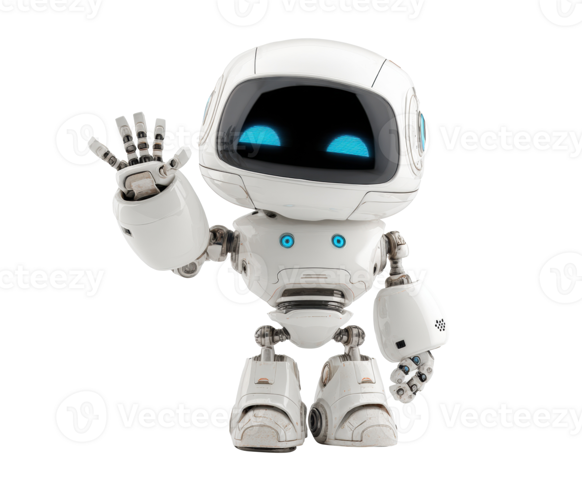 Expressive robot character for design greeting png