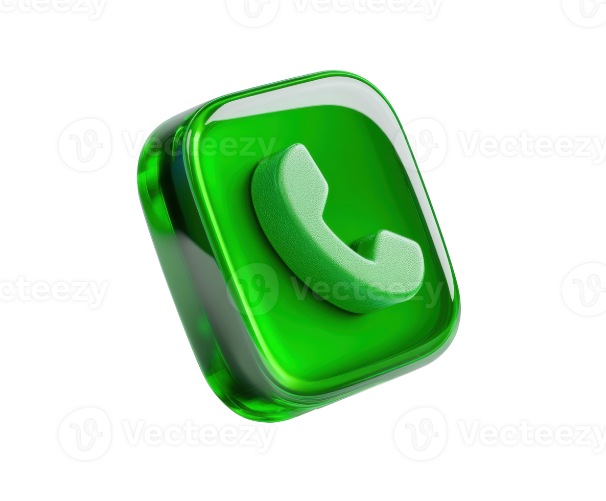 Green telephone button with a glossy finish for modern communication png