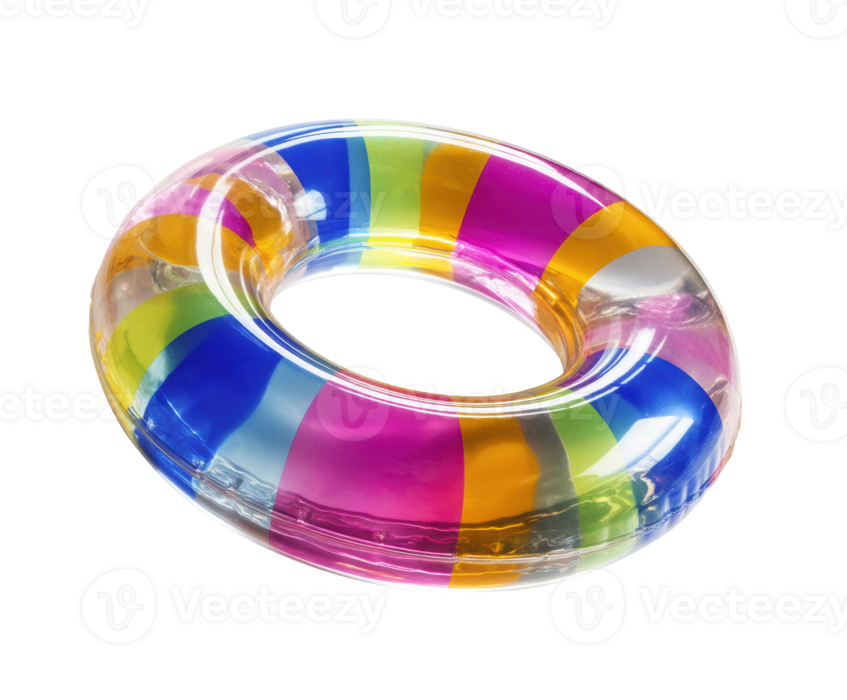 Colorful inflatable ring for summer pool fun and leisure activities png