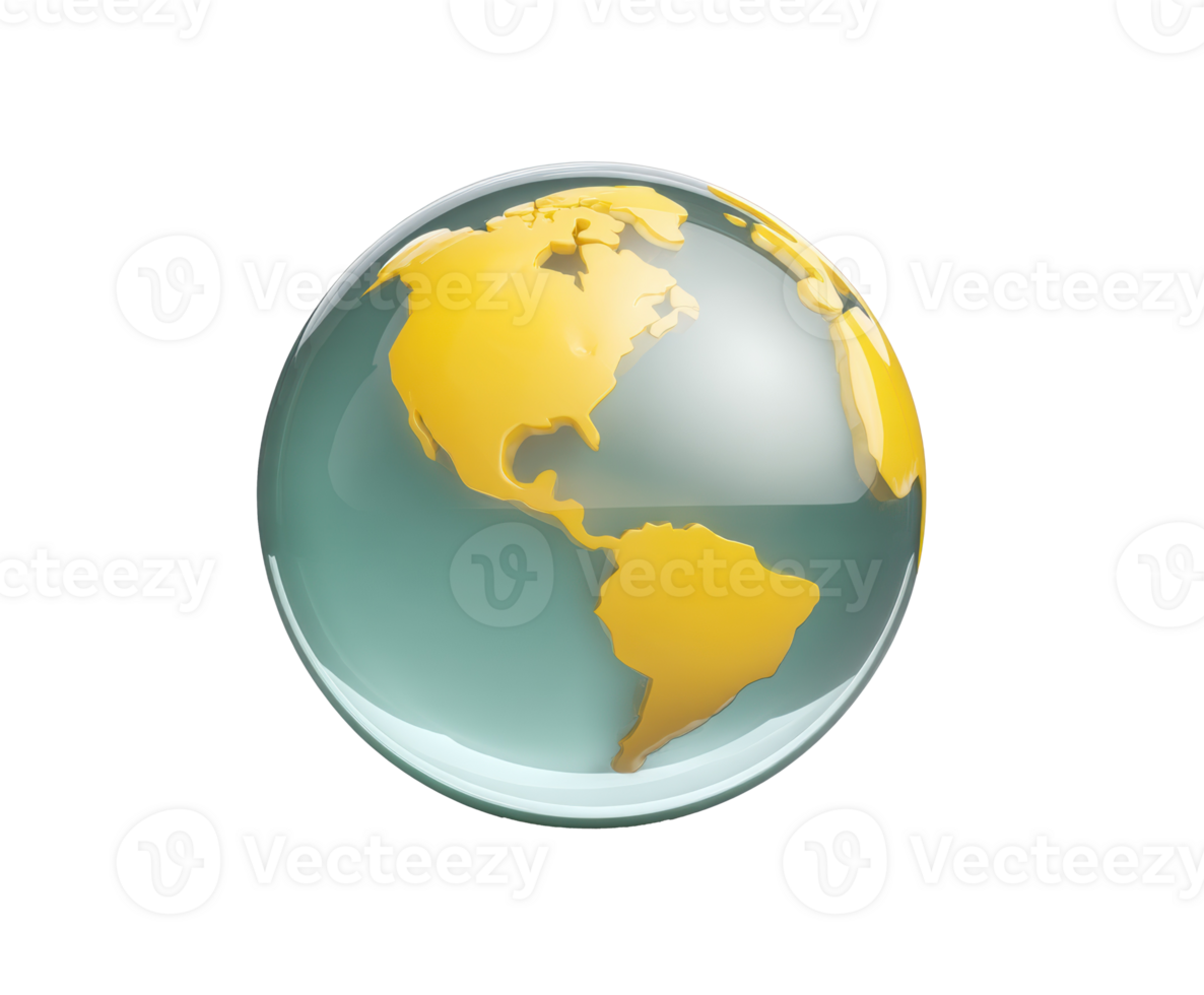 Global geography representation with detailed continents and oceans png