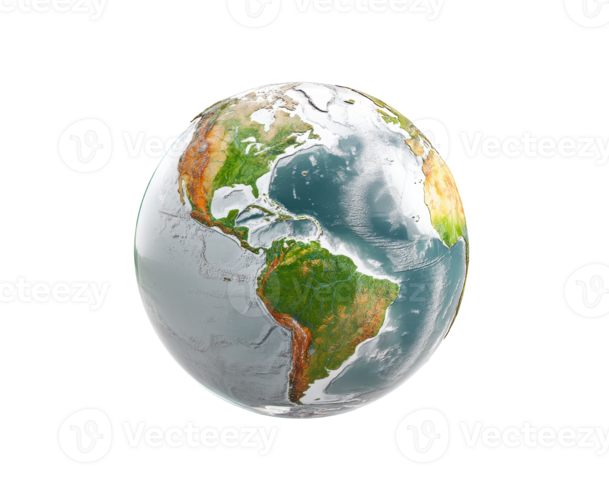 A beautiful view of the globe highlighting continents and oceans png