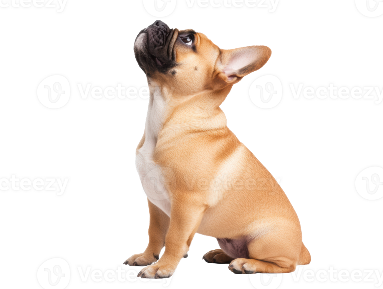 French bulldog sitting and looking up with curiosity and playfulness png