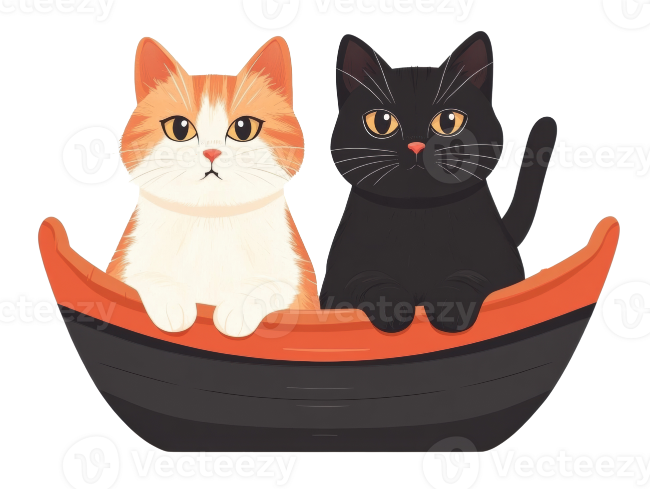 Two cats in a boat enjoying a sunny day on the water png