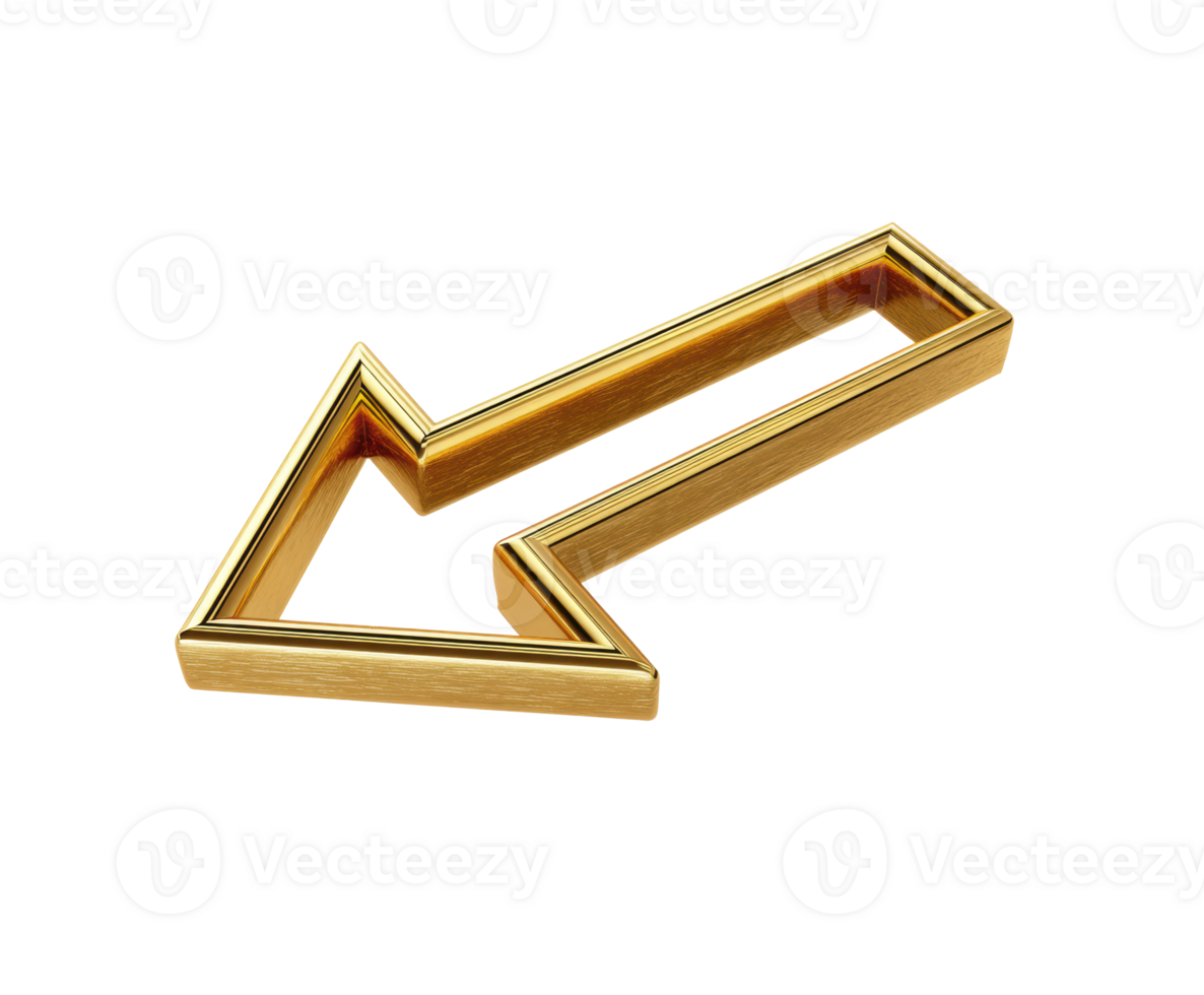 Golden arrow design for directional guidance in various projects png