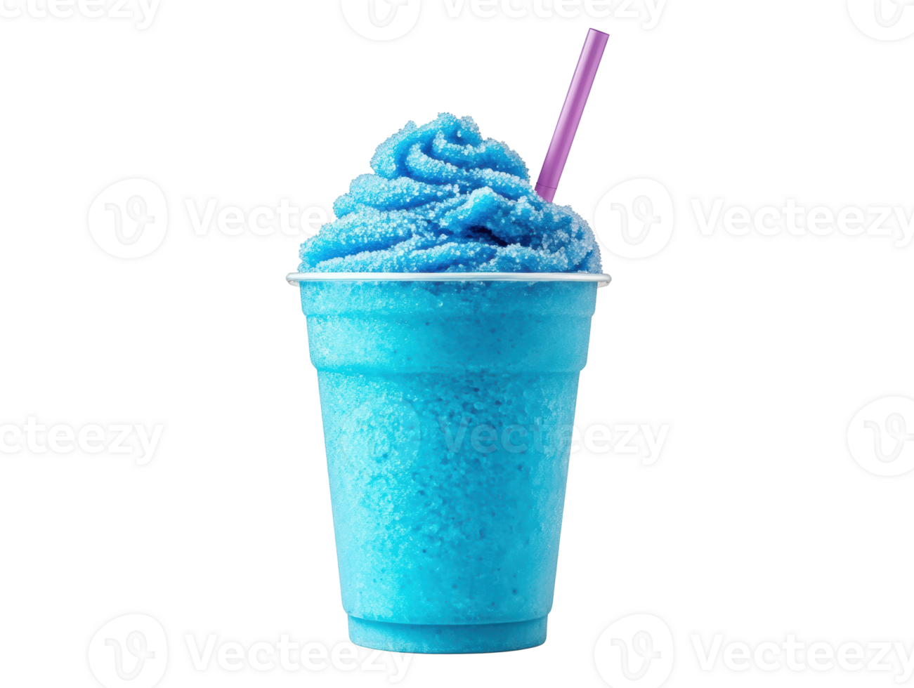 Refreshing blue slush drink in a cup with a straw for summer enjoyment png