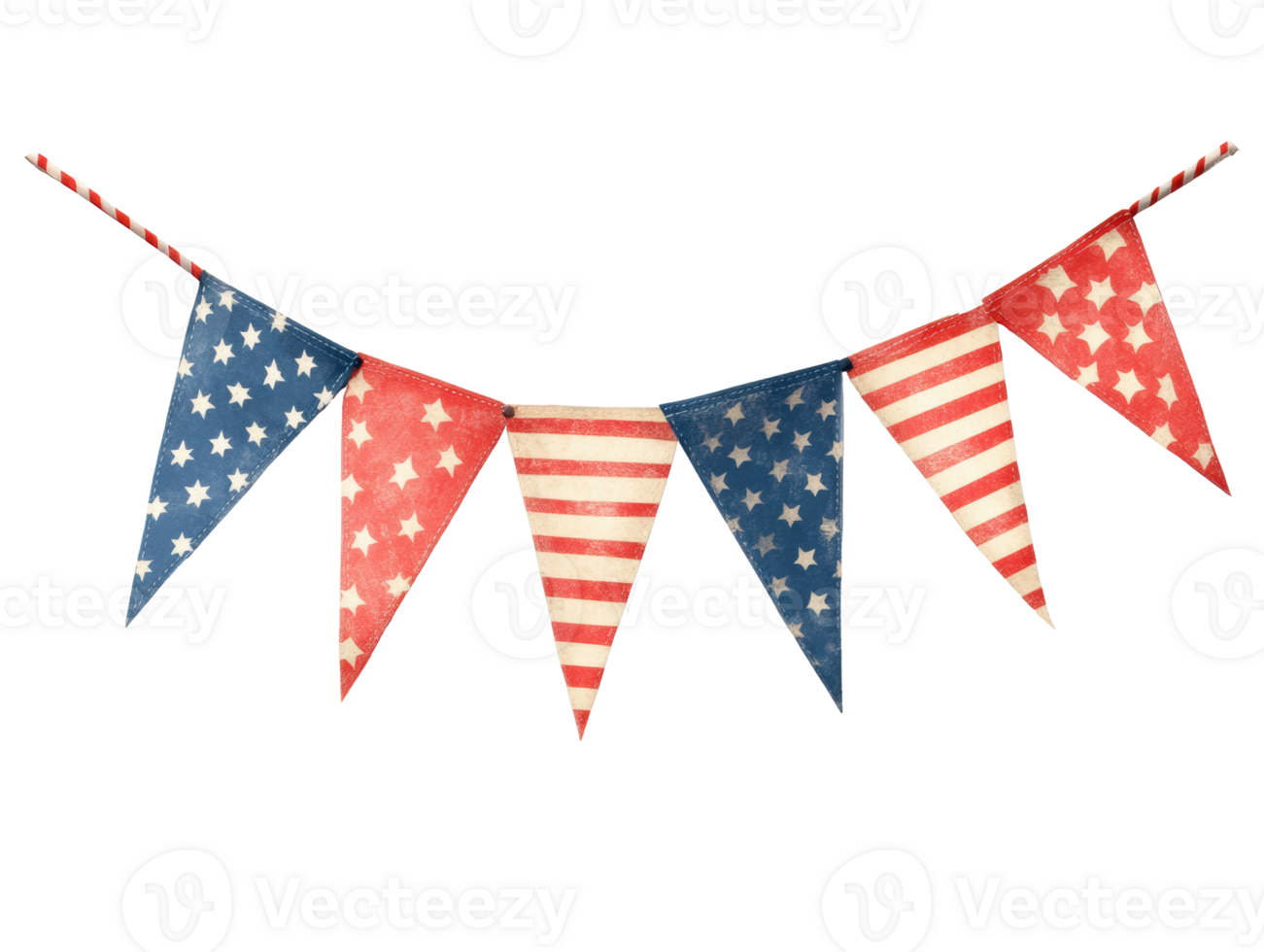 Festive bunting with red white and blue colors for celebrations png