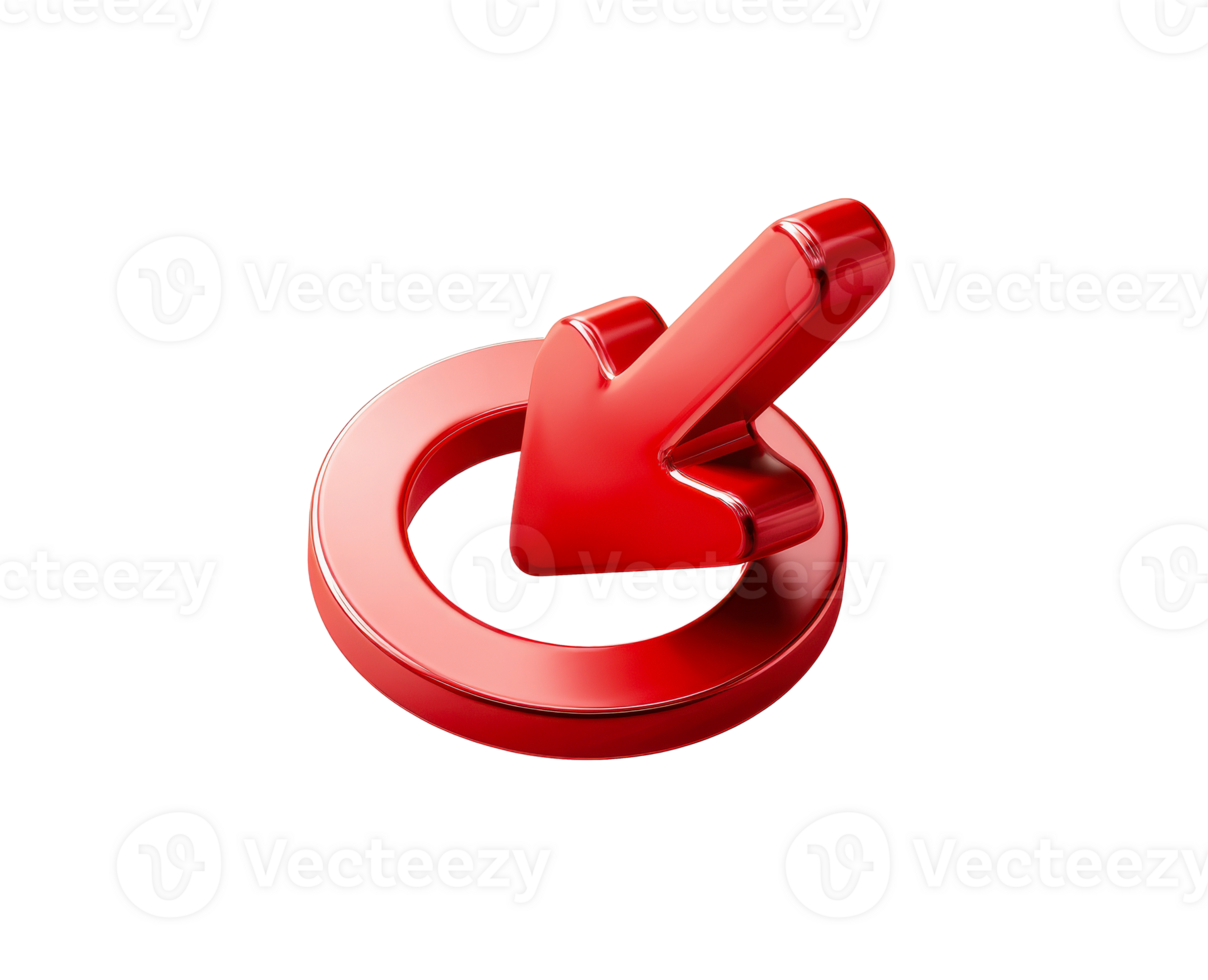 Red arrow symbol indicating downward direction in a circular shape png