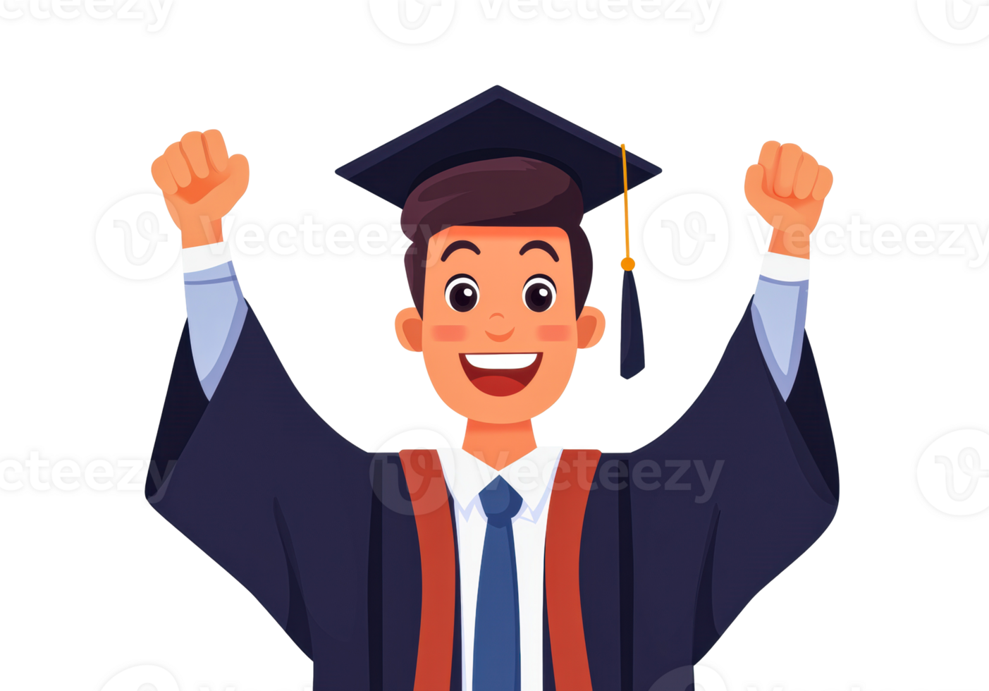 Graduation celebration of a joyful student in cap and gown png