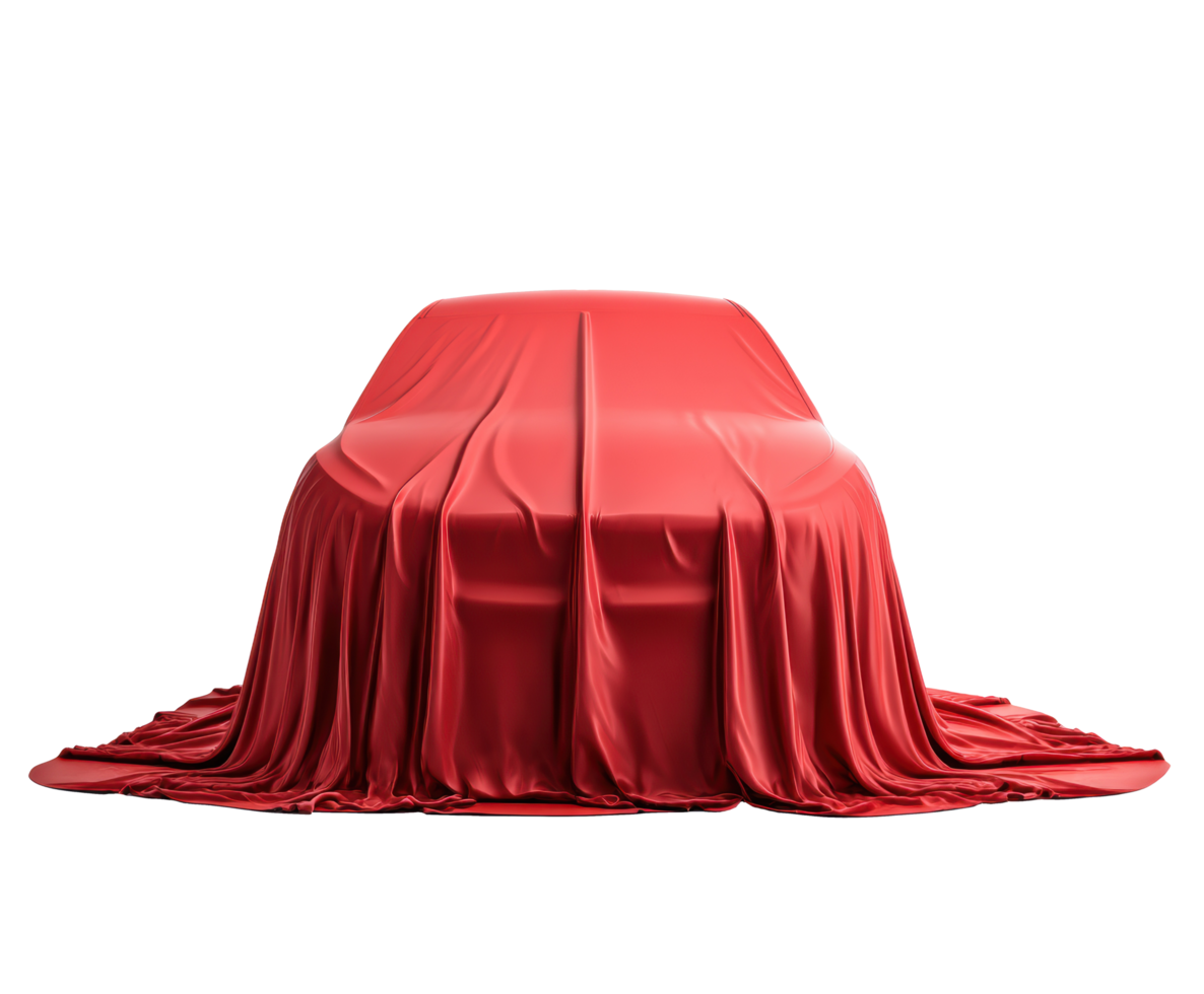 Unveiling a masterpiece with a red fabric cover for special events png