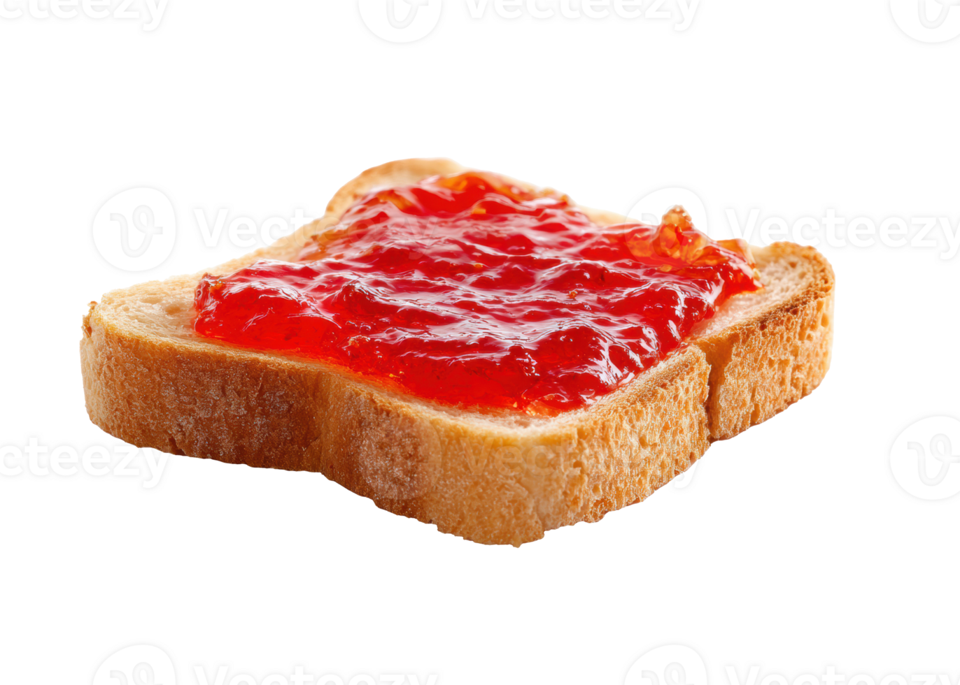 Delicious slice of bread topped with sweet red jam ideal for breakfast png
