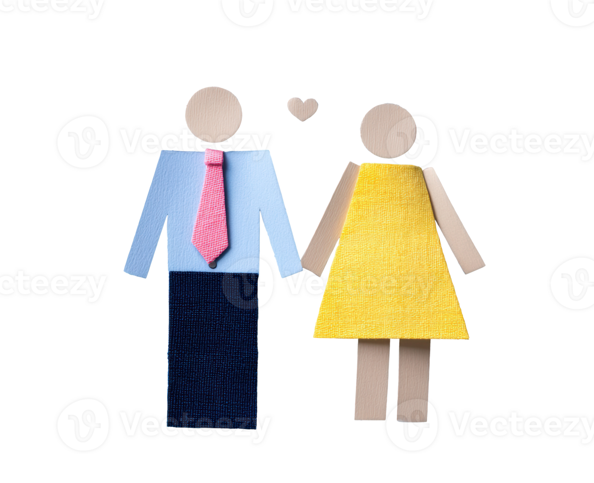 Craft couple holding hands, representing love and connection png