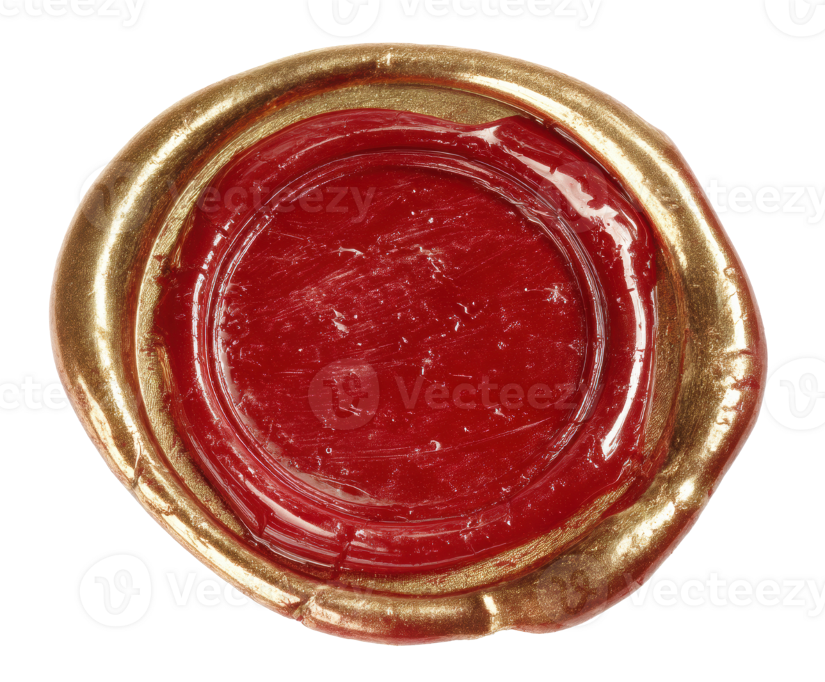 Red wax seal with gold border for invitations or letters png