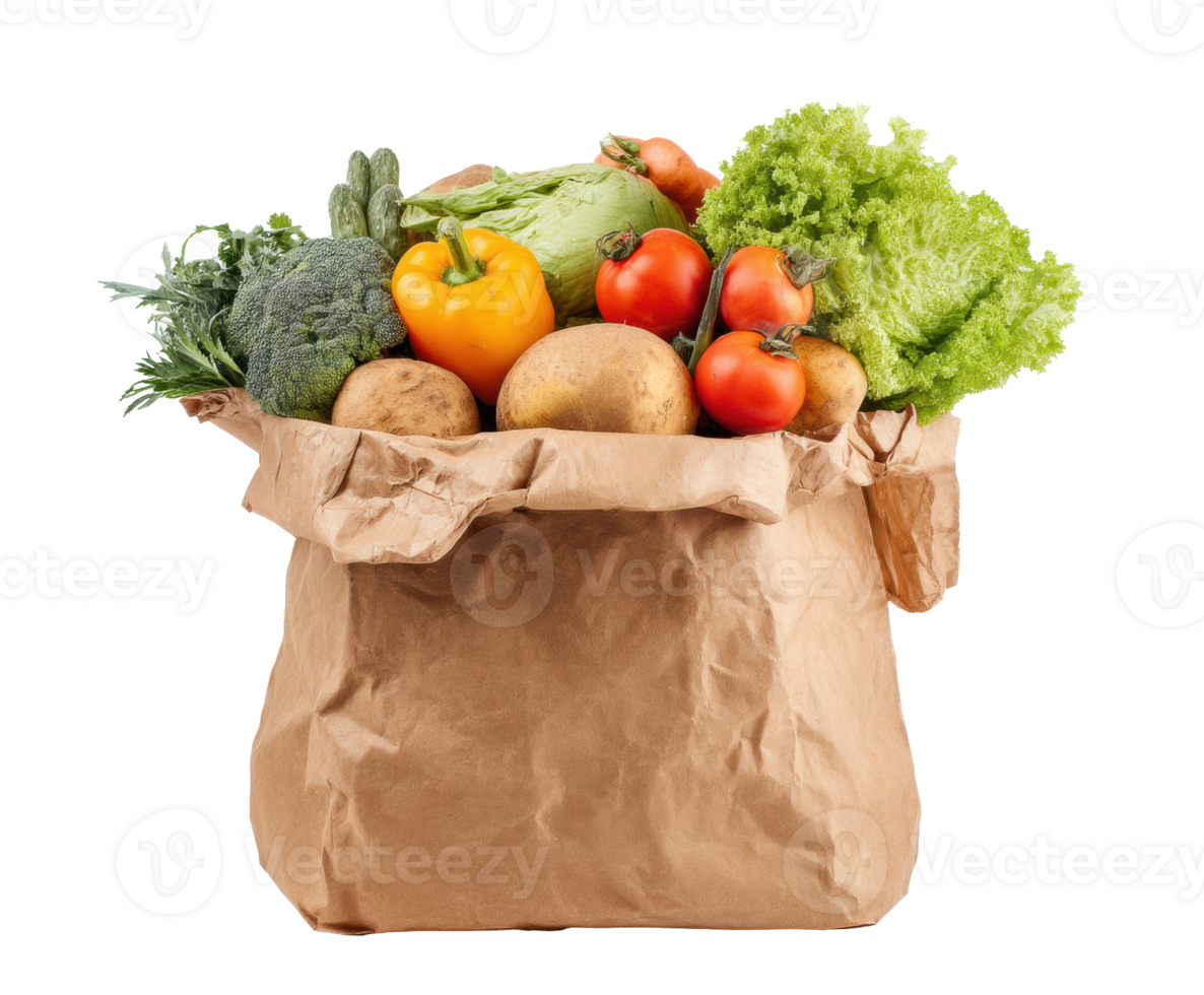 Fresh organic vegetables in eco-friendly bag for healthy meals png