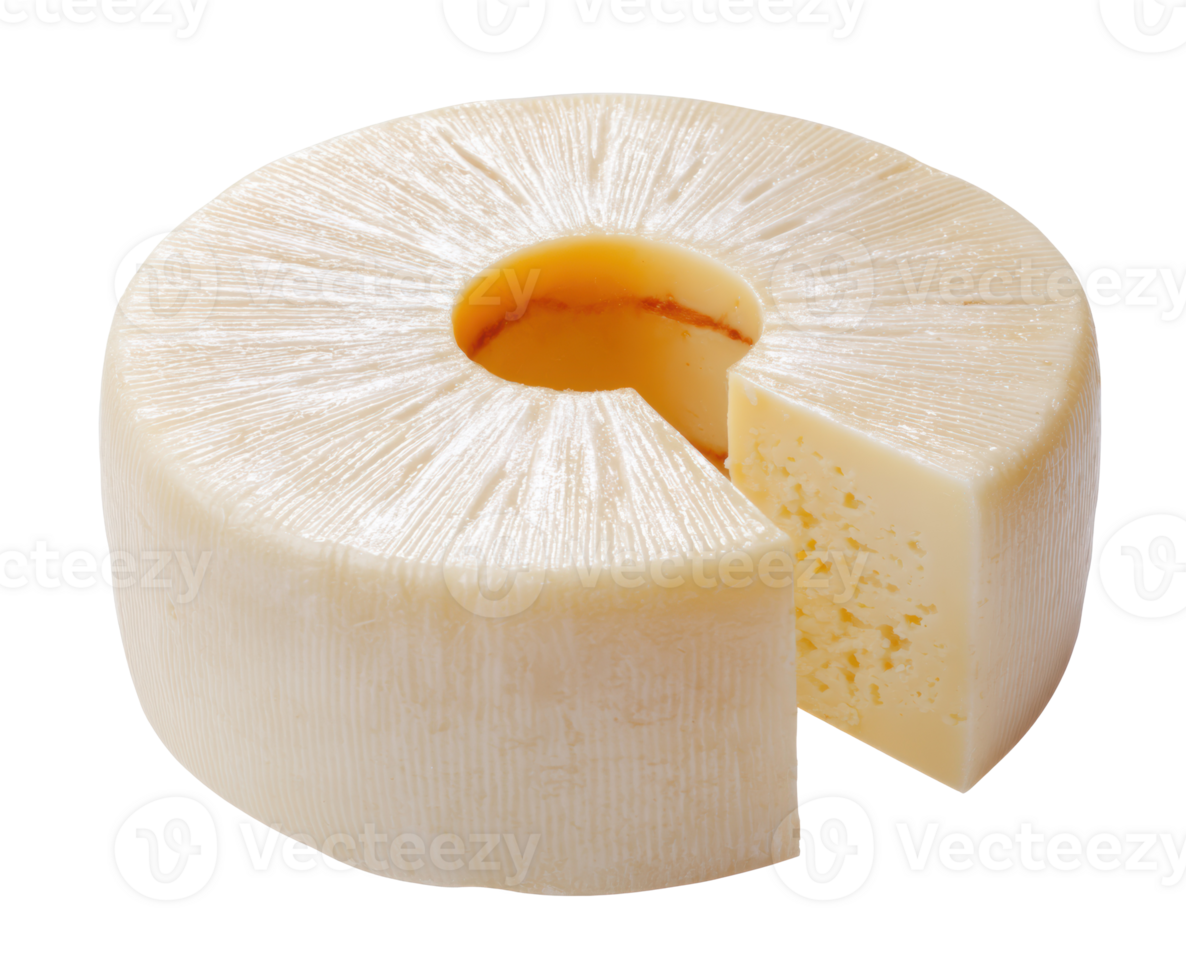Unique round cheese wheel with a slice removed, perfect for gatherings png