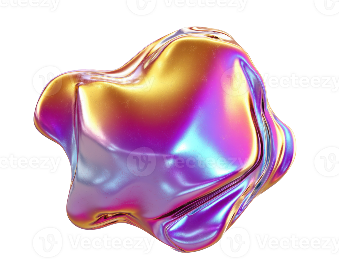 Colorful abstract shape with glossy metallic finish for design use png