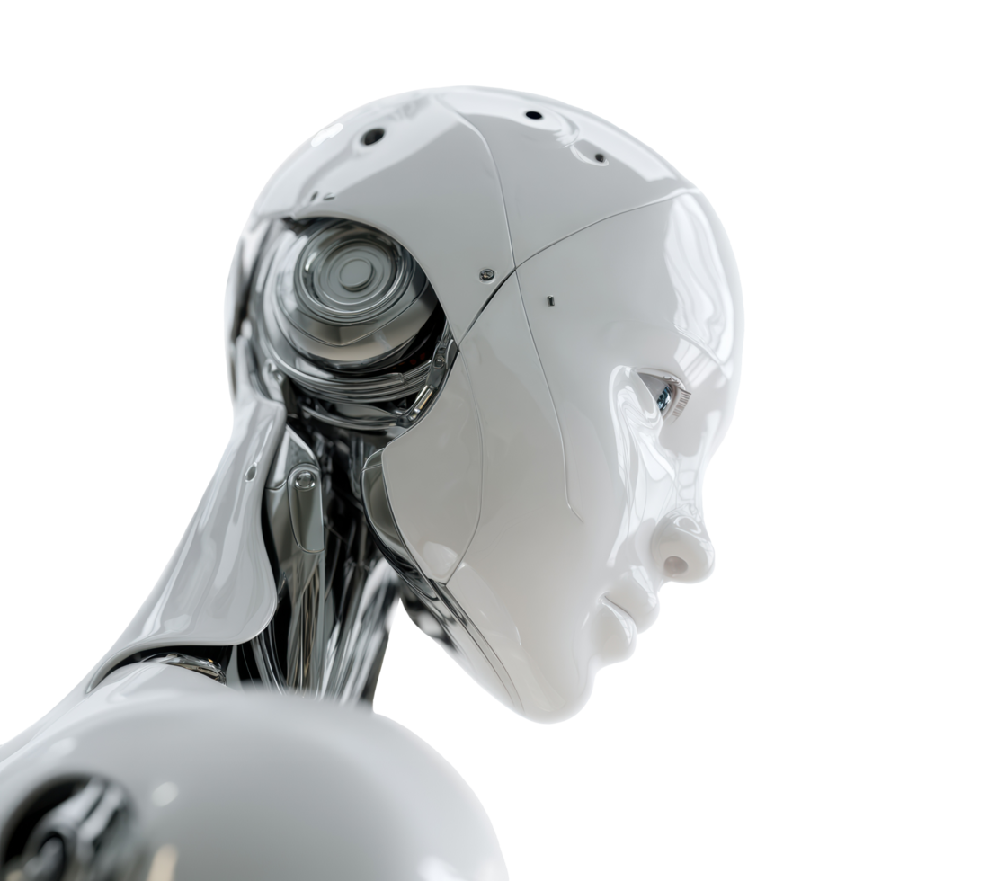 Advanced AI showcased in a futuristic robot head png