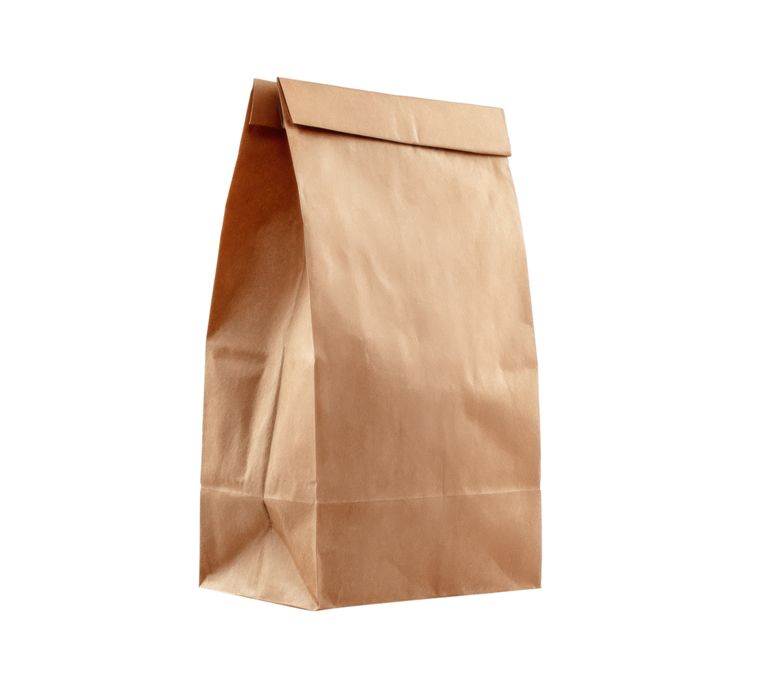 Brown paper bag for carrying groceries and takeout meals png