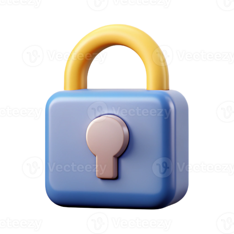 exceptional mid-century Minimal design of a padlock. Flat color, single-weight stroke, symmetrical with Scalable Design. high resolution png