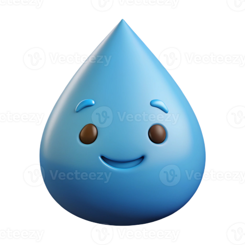 serene mid-century Teardrop-shaped raindrop character with a smiling face. Clean lines, scalable, flat color with Scalable Design. luxury png