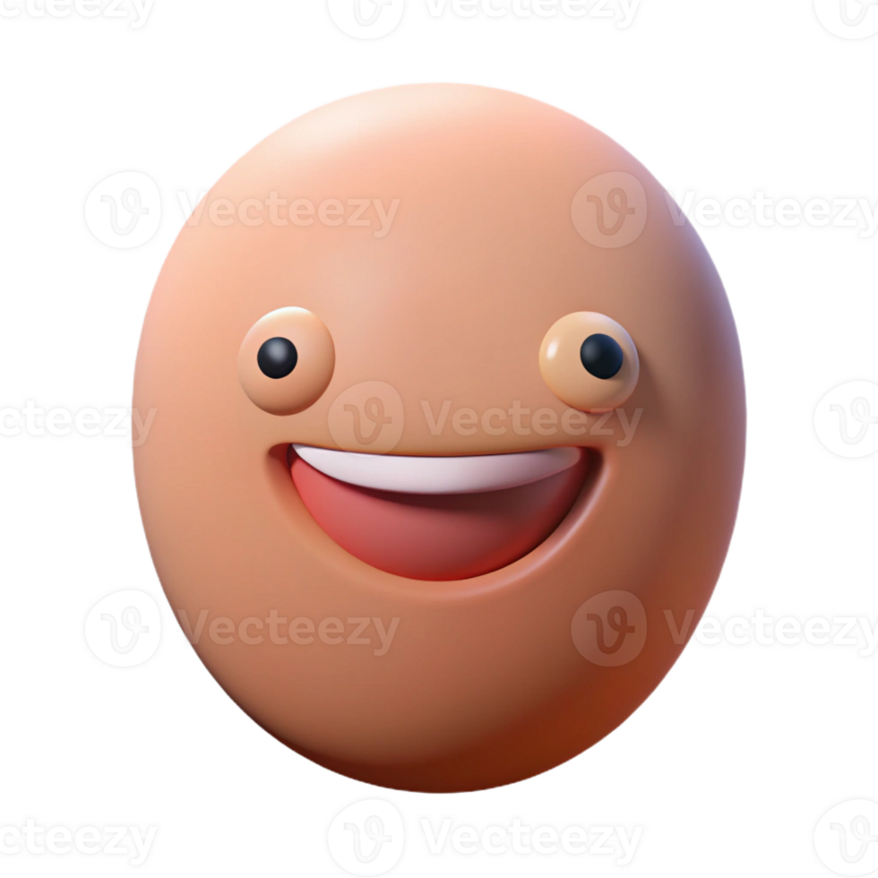 intense radiant Oval-shaped character with a wide smile. Single-weight stroke, flat color, minimal design with Scalable Design. fine detail png